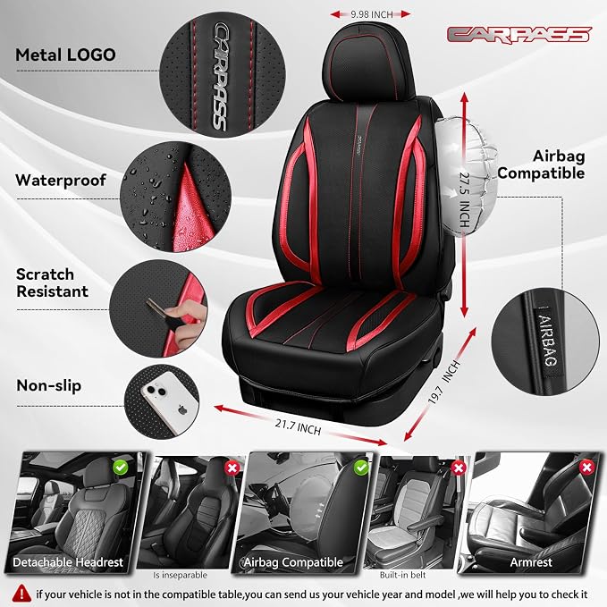 Universal Seat Covers — Full Set — Black / Red