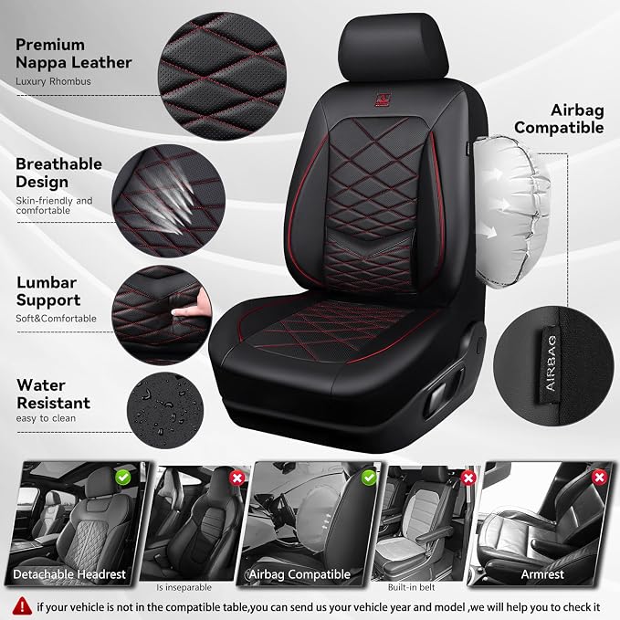 Universal Seat Covers — Front Seat — Black / Red