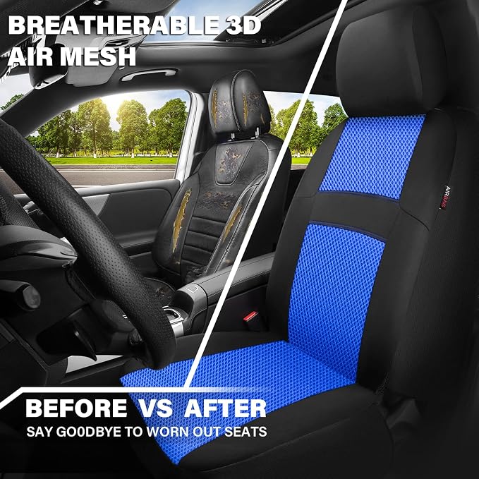 Universal Fabric Seat Covers — Front Seat — Black / Blue