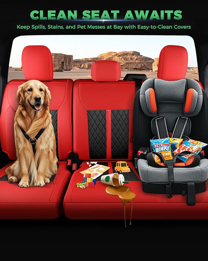 Seat Covers for Multiple Vehicles — Full Set — Red / Black