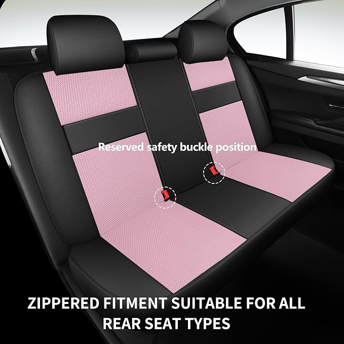 Universal Fabric Seat Covers — Black / Pink