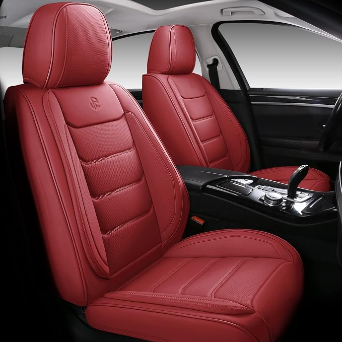 Faux Leather Car Seat Covers — Full Set — Red