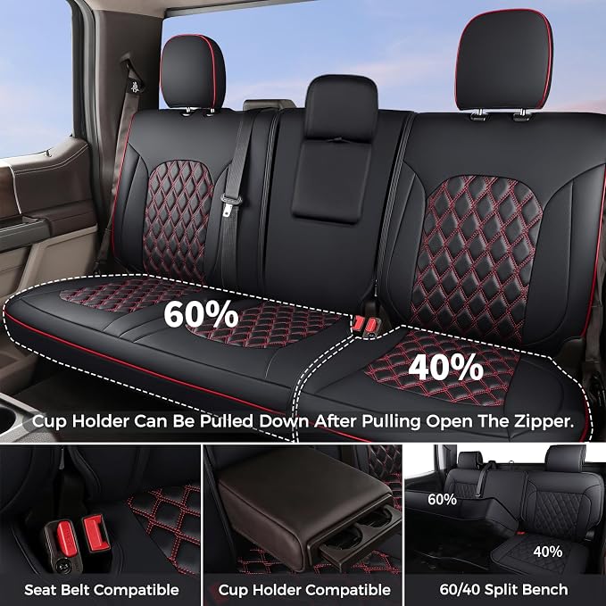 Seat Covers for Jeep Wrangler — Full Set — Black / Red