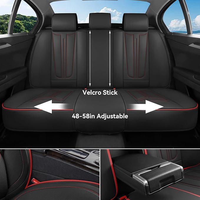 Universal Seat Covers — Full Set — Black / Red