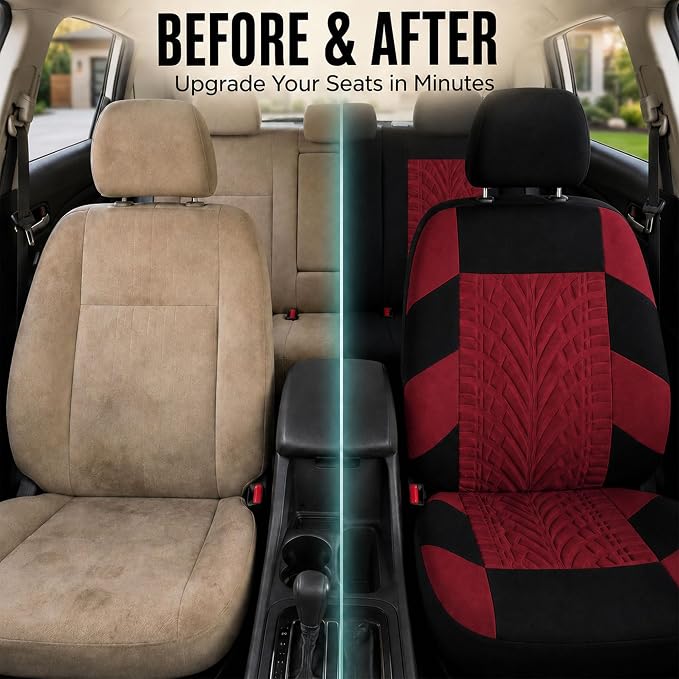 Universal Seat Covers — Full Set — Burgundy