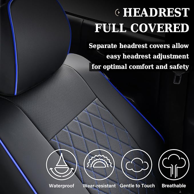 Faux Leather Seat Covers for Toyota Tacoma — Full Set — Blue