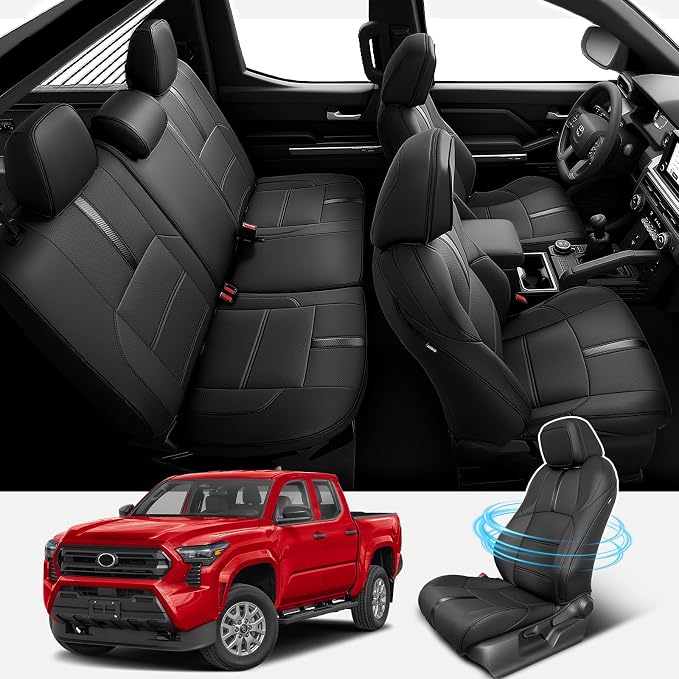 Faux Leather Seat Covers for Toyota Tacoma — Full Set — Black