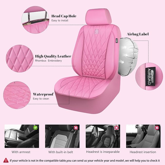 Universal Seat Covers — Full Set — Pink