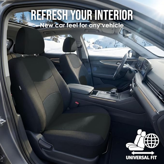 Universal Fabric Seat Covers — Front Seat — Black