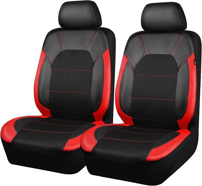 Universal Fabric Seat Covers — Front Seat — Black / Red