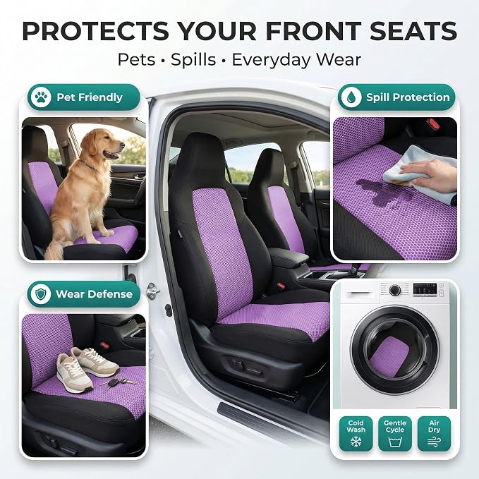 Universal Fabric Seat Covers — Front Seat — Purple