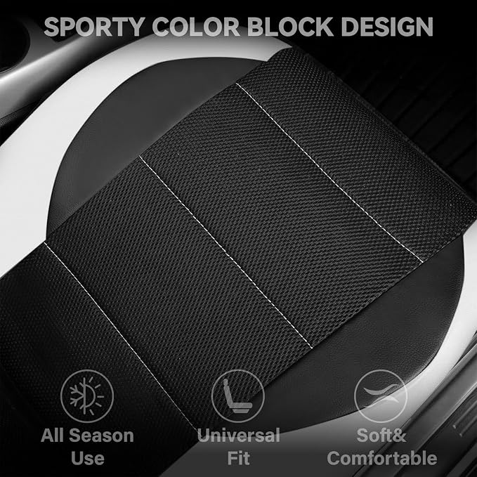 Universal Seat Covers — Front Seat — Black / White