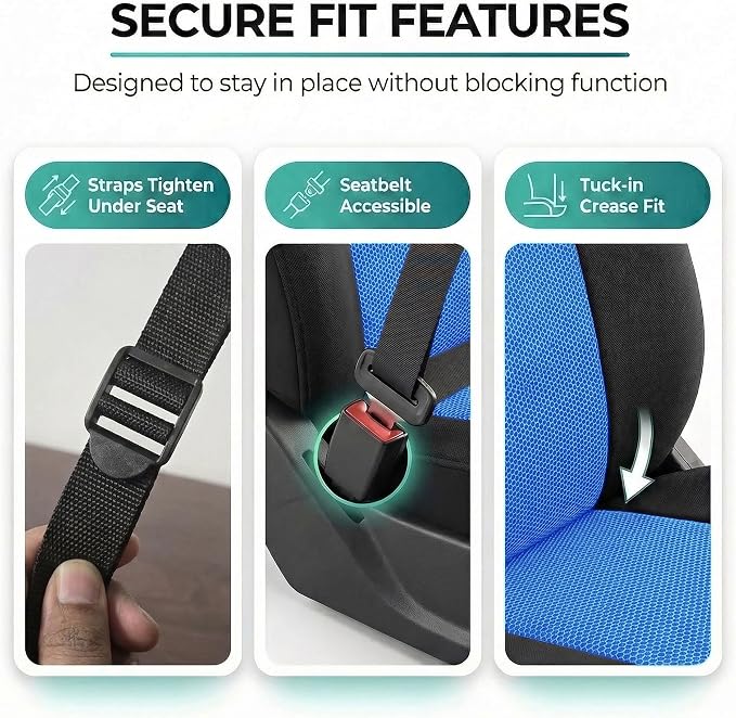 Universal Fabric Seat Covers — Front Seat — Blue