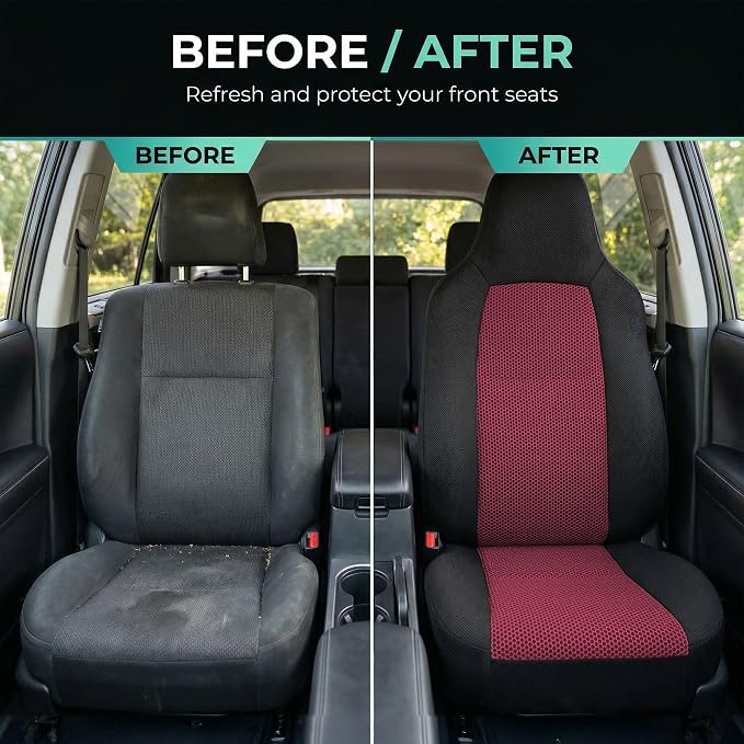 Universal Fabric Seat Covers — Front Seat — Burgundy