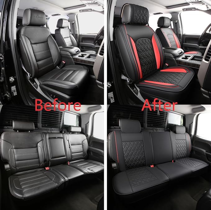 Seat Covers for Chevrolet Silverado / GMC Sierra — Full Set — Black / Red
