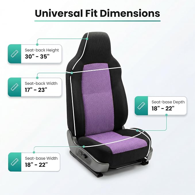 Universal Fabric Seat Covers — Front Seat — Purple
