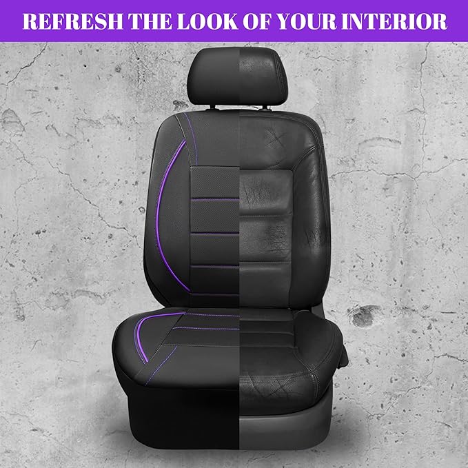 Universal Faux Leather Seat Covers — Front Seat — Black / Purple