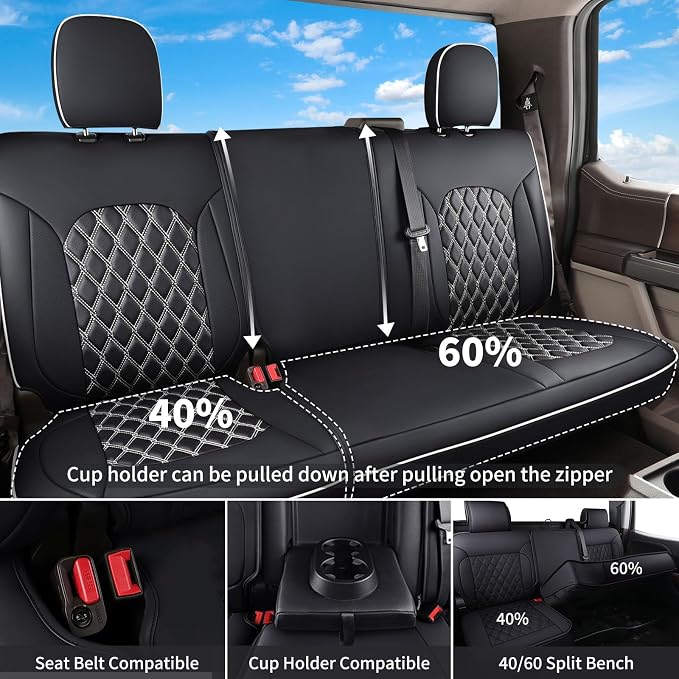 Seat Covers for Chevrolet Silverado / GMC Sierra — Black / White