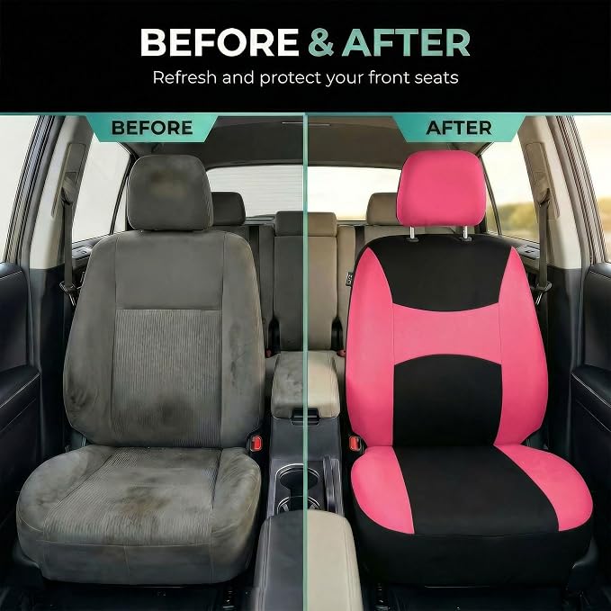 Universal Fabric Seat Covers — Front Seat — Pink