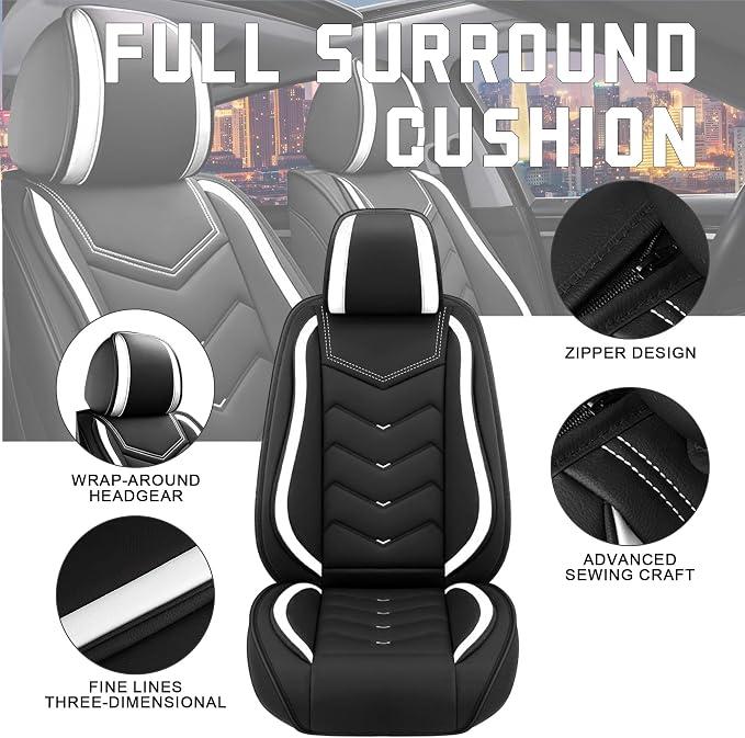 Seat Covers for Honda Civic — Full Set — Black / White
