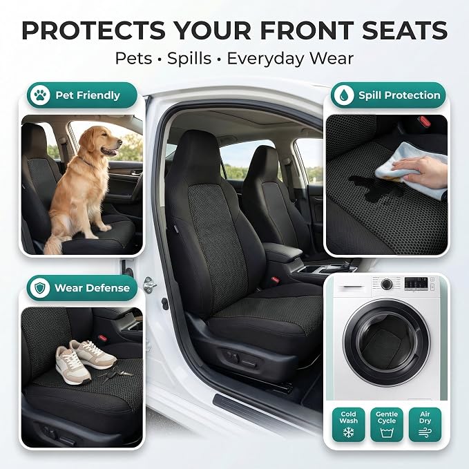 Universal Fabric Seat Covers — Front Seat — Black