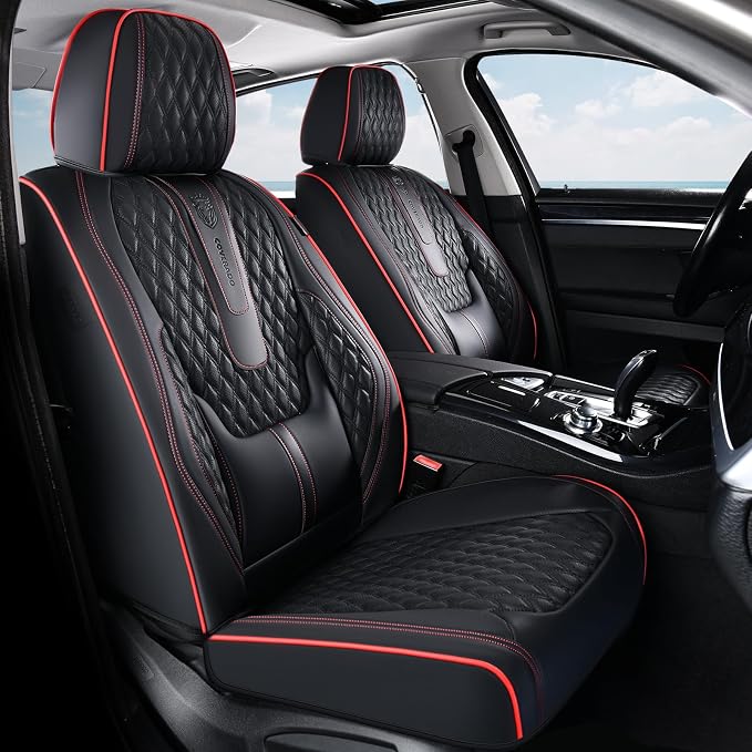 Universal Seat Covers — Full Set — Black / Red