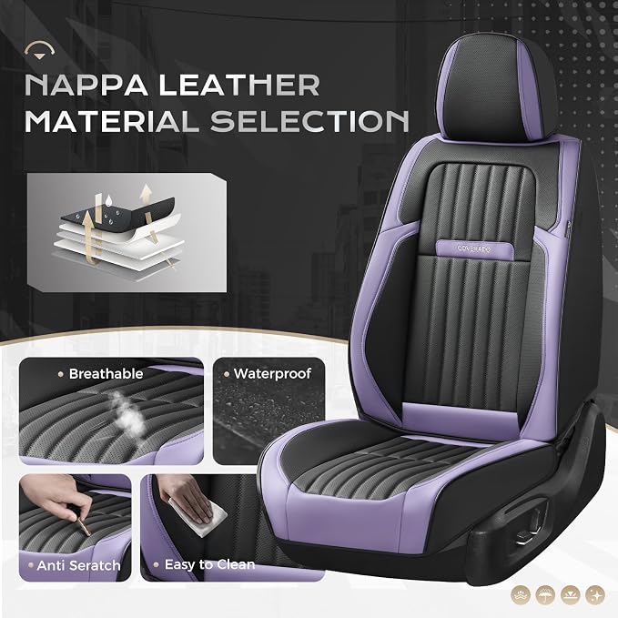 Universal Seat Covers — Full Set — Purple / Black