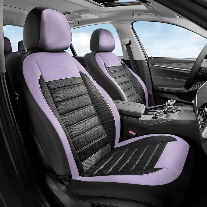 Fabric Car Seat Covers — Front Seat — Purple / Black