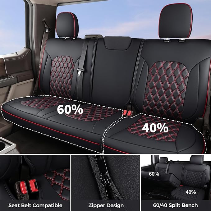 Seat Covers for Jeep Wrangler — Full Set — Black / Red