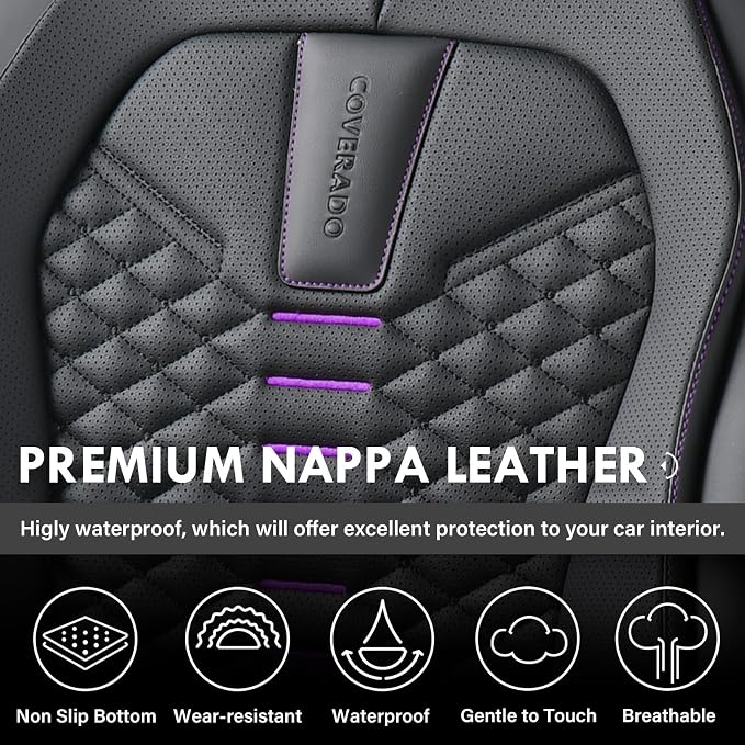Universal Seat Covers — Front Seat — Black / Purple