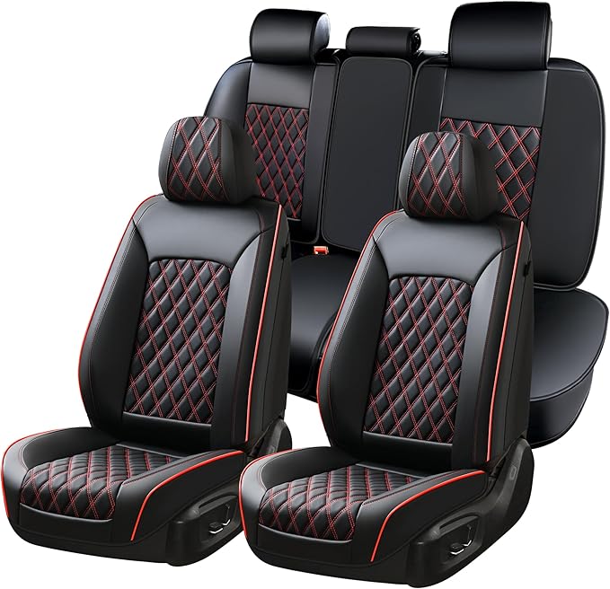 Universal Seat Covers — Full Set — Black / Red