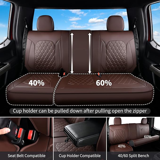 Seat Covers for Multiple Vehicles — Full Set — Coffee