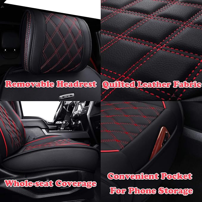 Seat Covers for Multiple Vehicles — Front Seat — Black / Red