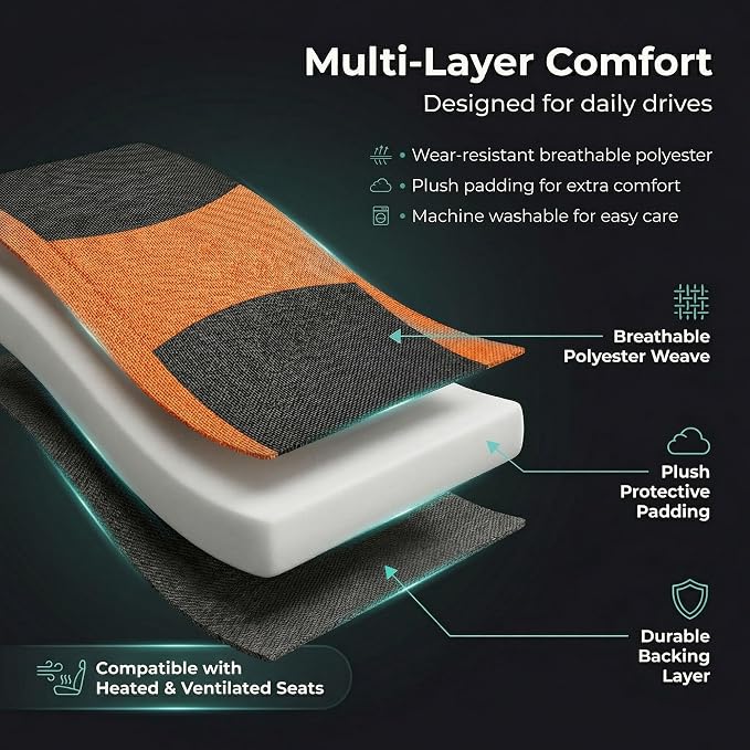 Universal Fabric Seat Covers — Front Seat — Orange