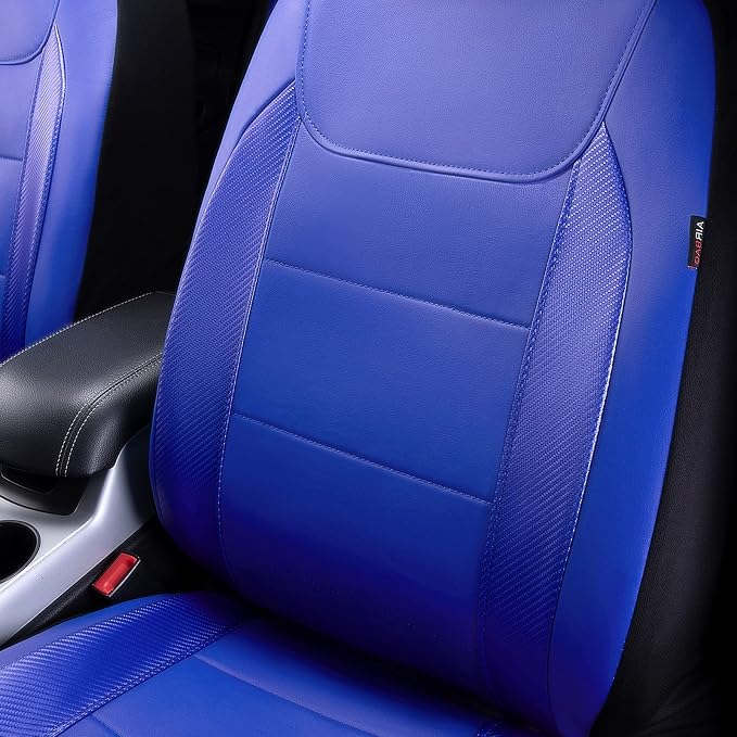 Faux Leather Car Seat Covers — Full Set — Blue
