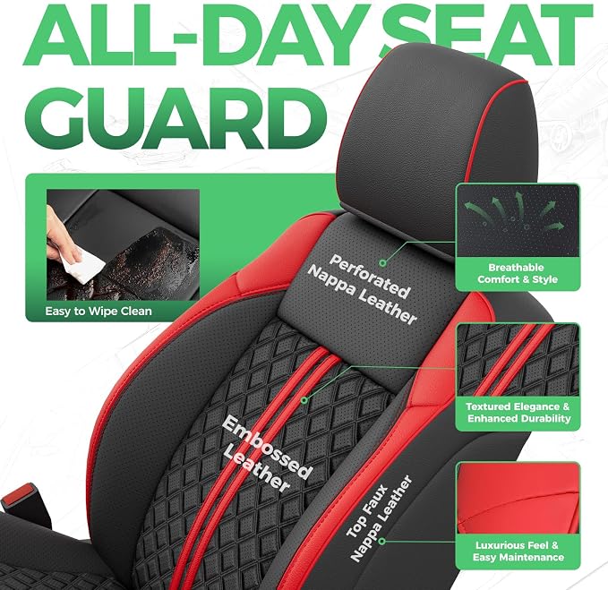 Seat Covers for Toyota Tacoma — Full Set — Black / Red