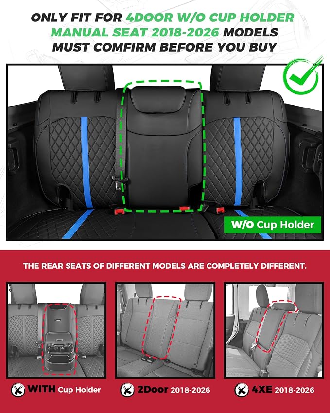 Seat Covers for Jeep Wrangler — Full Set — Black / Blue