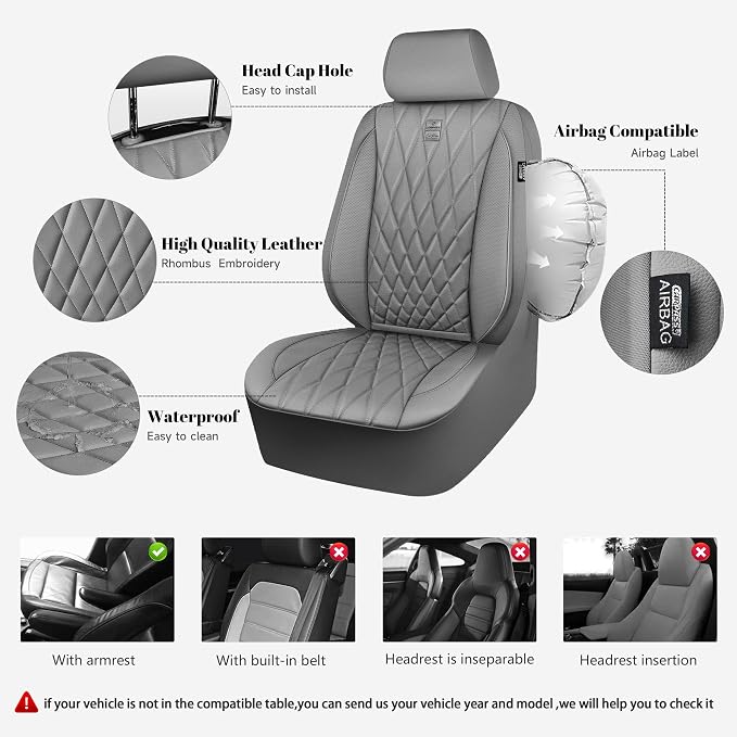 Universal Seat Covers — Full Set — Gray