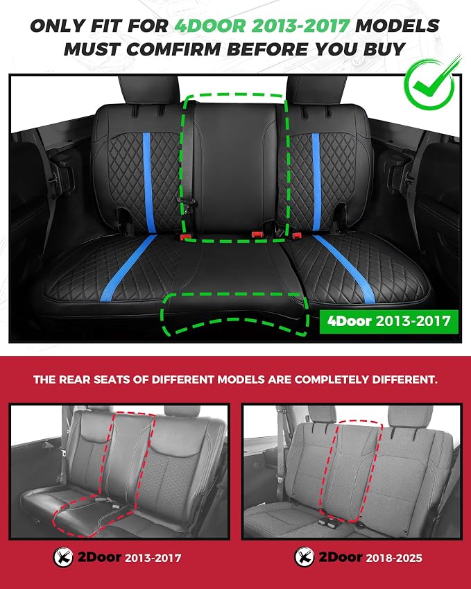 Seat Covers for Jeep Wrangler — Full Set — Black / Blue