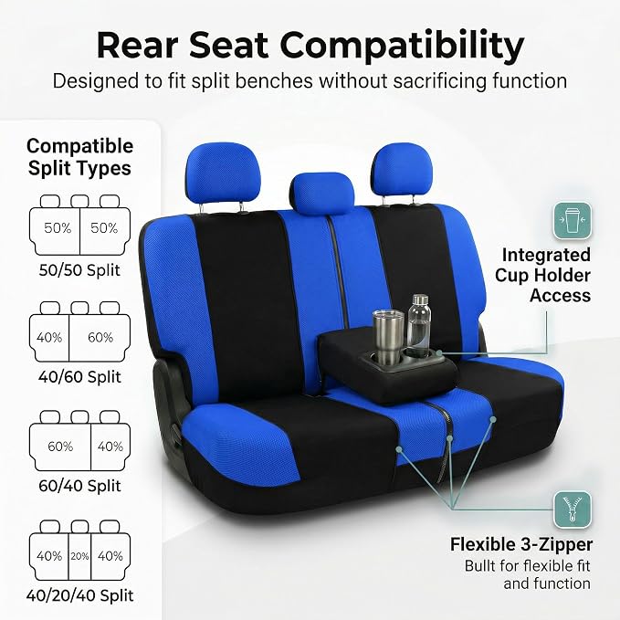 Universal Fabric Seat Covers — Blue / Black
