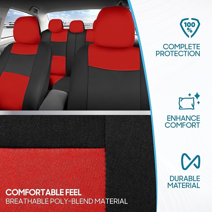 Car Seat Covers — Full Set — Red / Black