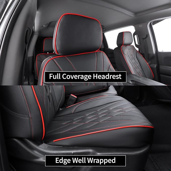 Faux Leather Seat Covers for Chevrolet Silverado — Full Set — Black / Red