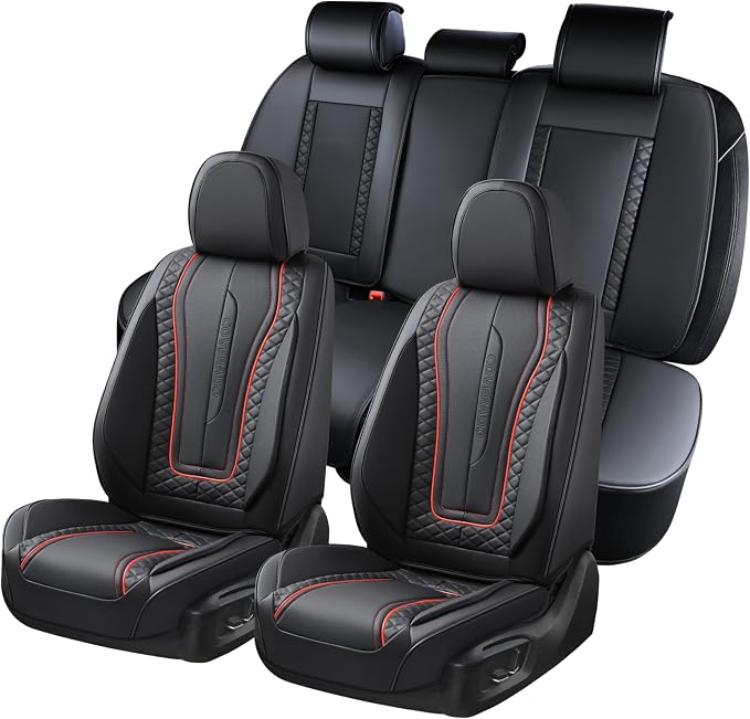 Universal Faux Leather Seat Covers — Full Set — Black