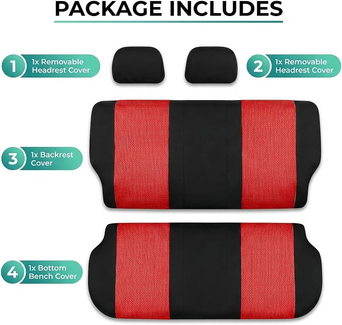 Universal Fabric Seat Covers — Front Seat — Red