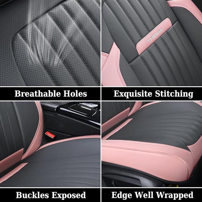 Universal Seat Covers — Full Set — Pink / Gray