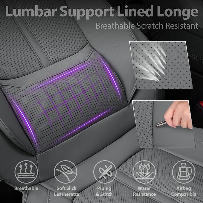Universal Faux Leather Seat Covers — Full Set — Gray