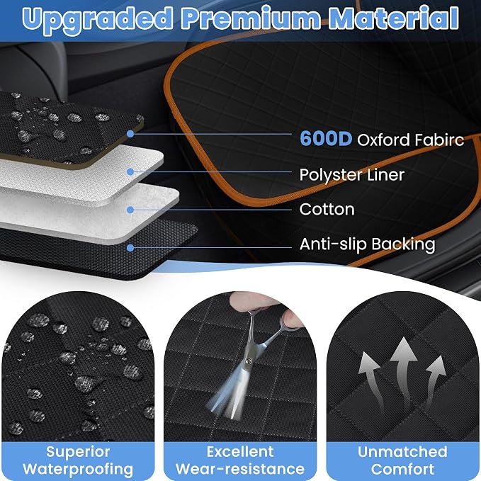 Pet Car Seat Protector — Front Seat — Black / Orange