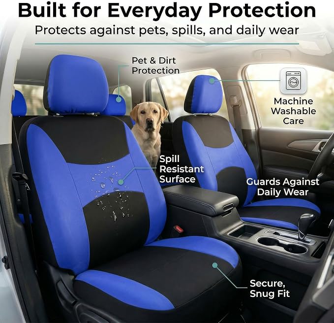 Universal Fabric Seat Covers — Blue / Black
