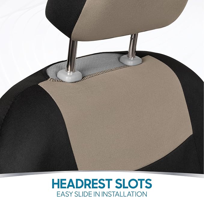 Car Seat Covers — Full Set — Beige / Black