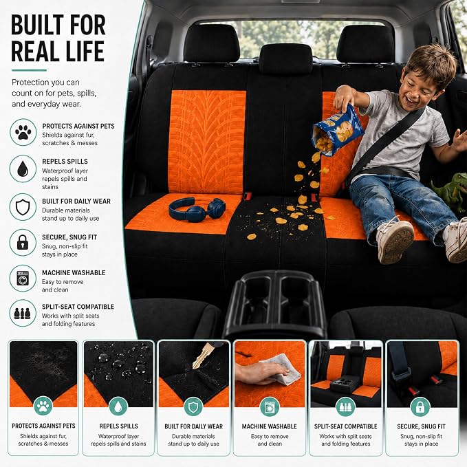 Universal Seat Covers — Full Set — Orange